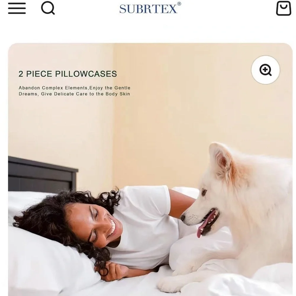 NEW SUBRTEX Luxury Cotton Pillowcase Set for Hair and Skin - Tencel Shams 2-Pack